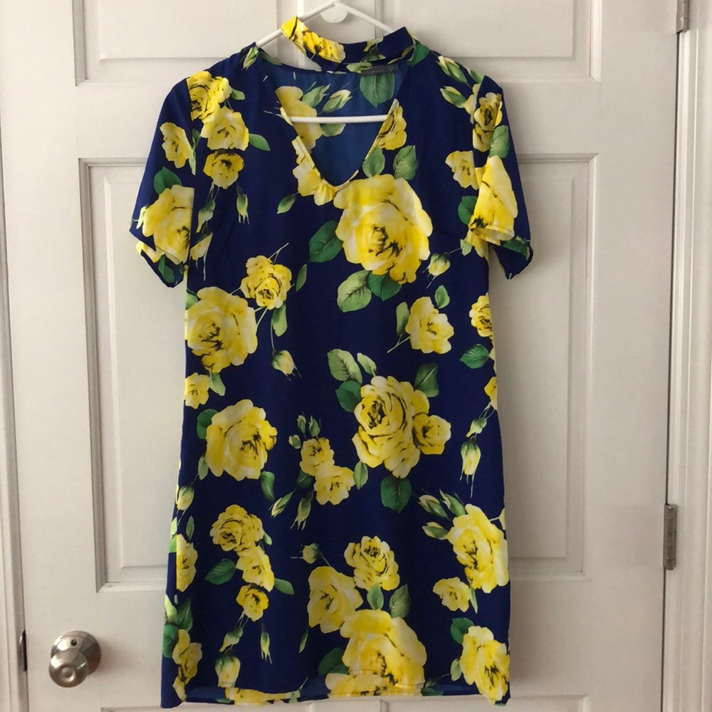 Blue and yellow floral dress